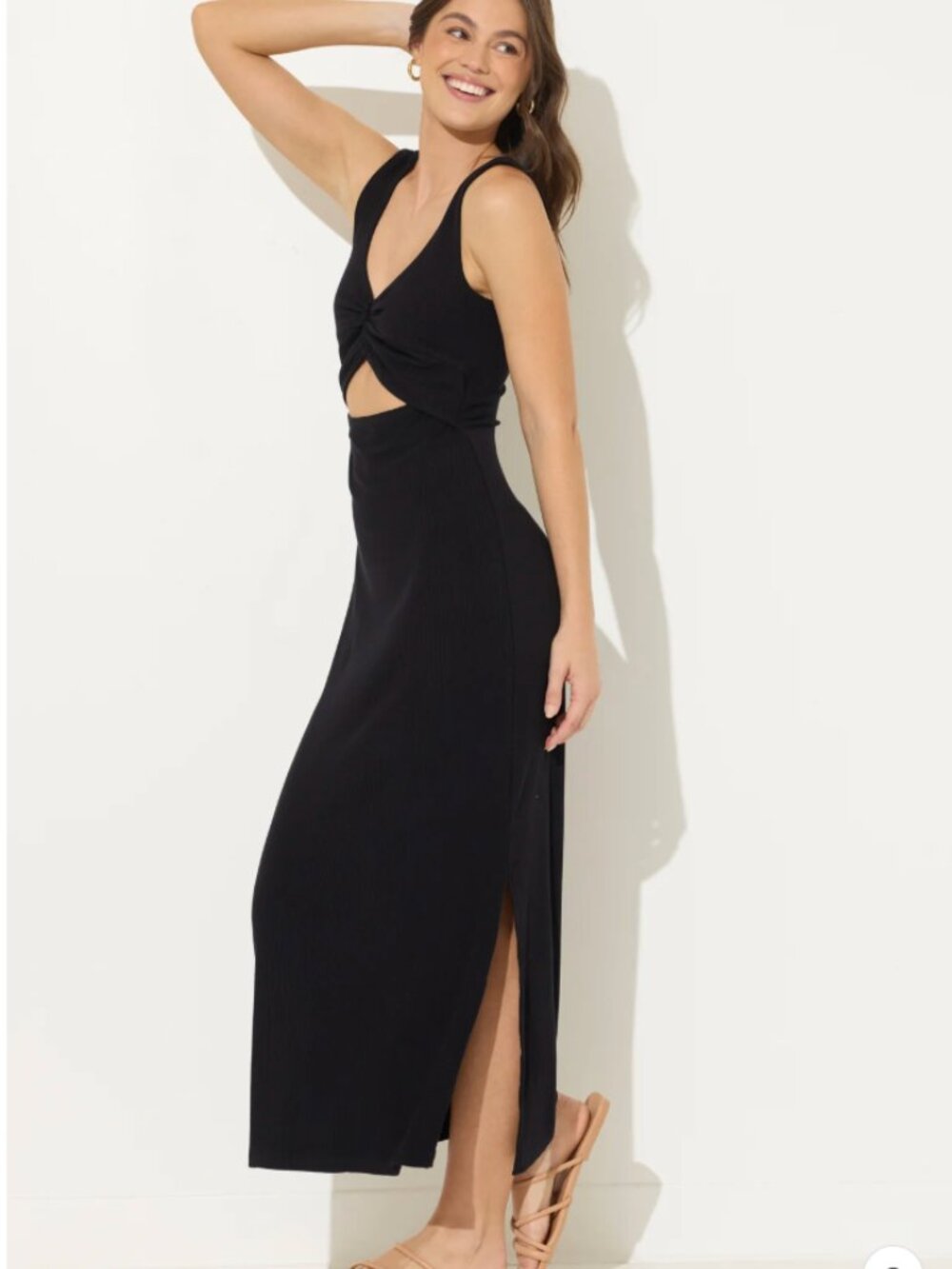 brand new ocean drive Heavy Rib Knit Cut Out Maxi Dress - Black